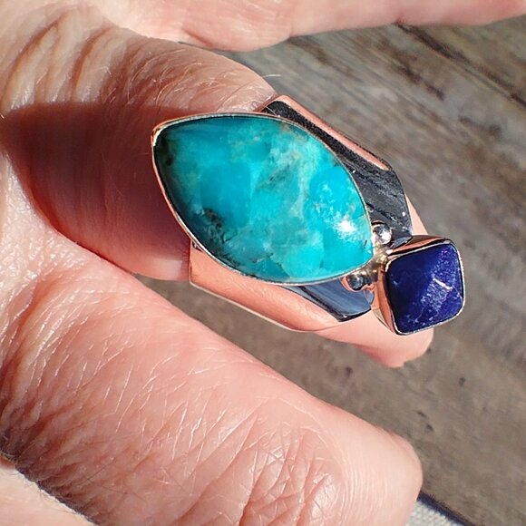 Jay King DTR mine finds turquoise Lapis ring size 9 sterling Silver 925 - Picture 4 of 9